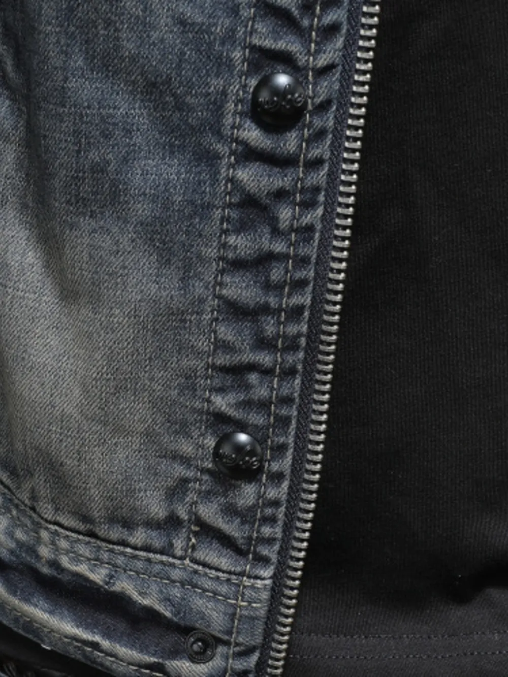 Men's Plus Size Washed Zip Up Denim Jacket with Chest Pockets, image 8