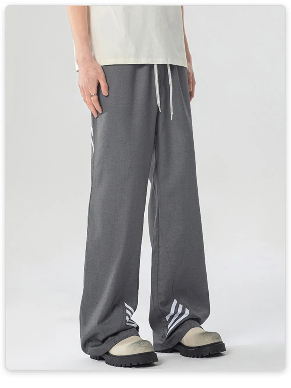 Men's Full Size Wide Leg Striped Casual Pants Plus Size, image 8