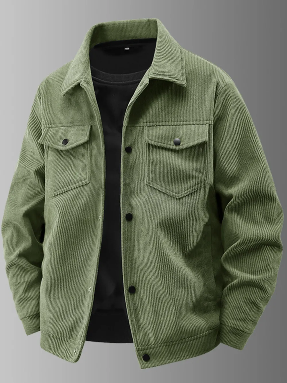 Men's Plus Size Corduroy Button-Up Jacket with Chest Pockets, image 6