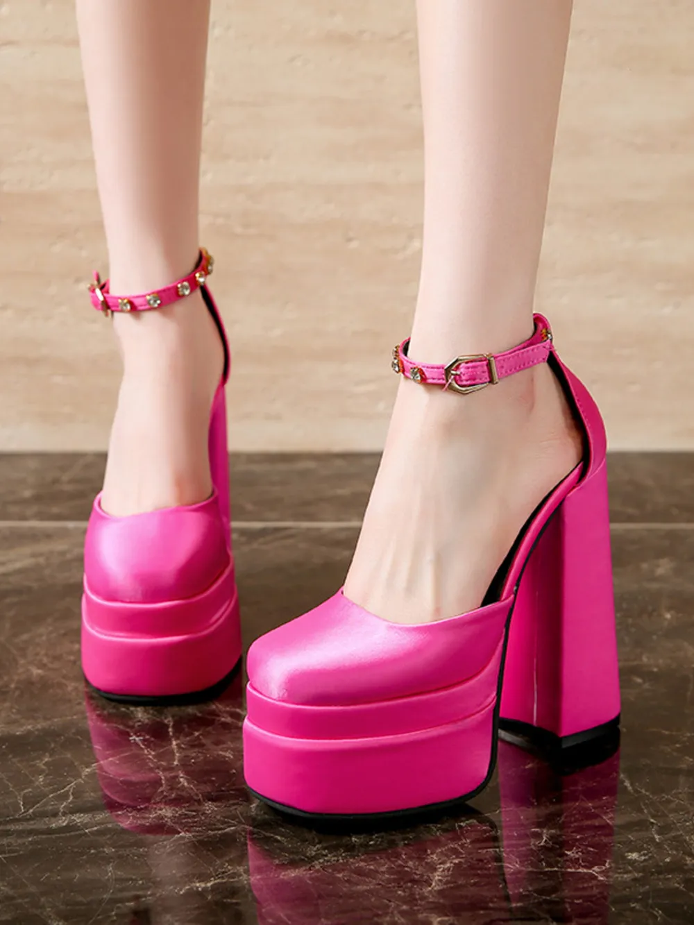 Platform High Heel Ankle Strap Pumps, image 11