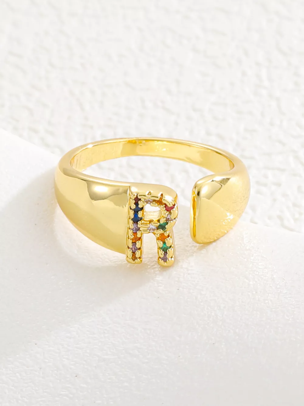 18K Gold-Plated Zircon Letter Ring, image 21