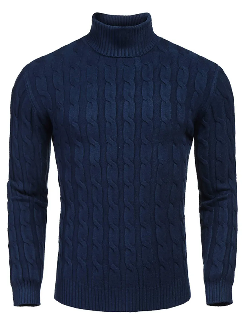 Men's Cable Knit Turtleneck Sweater, image 3