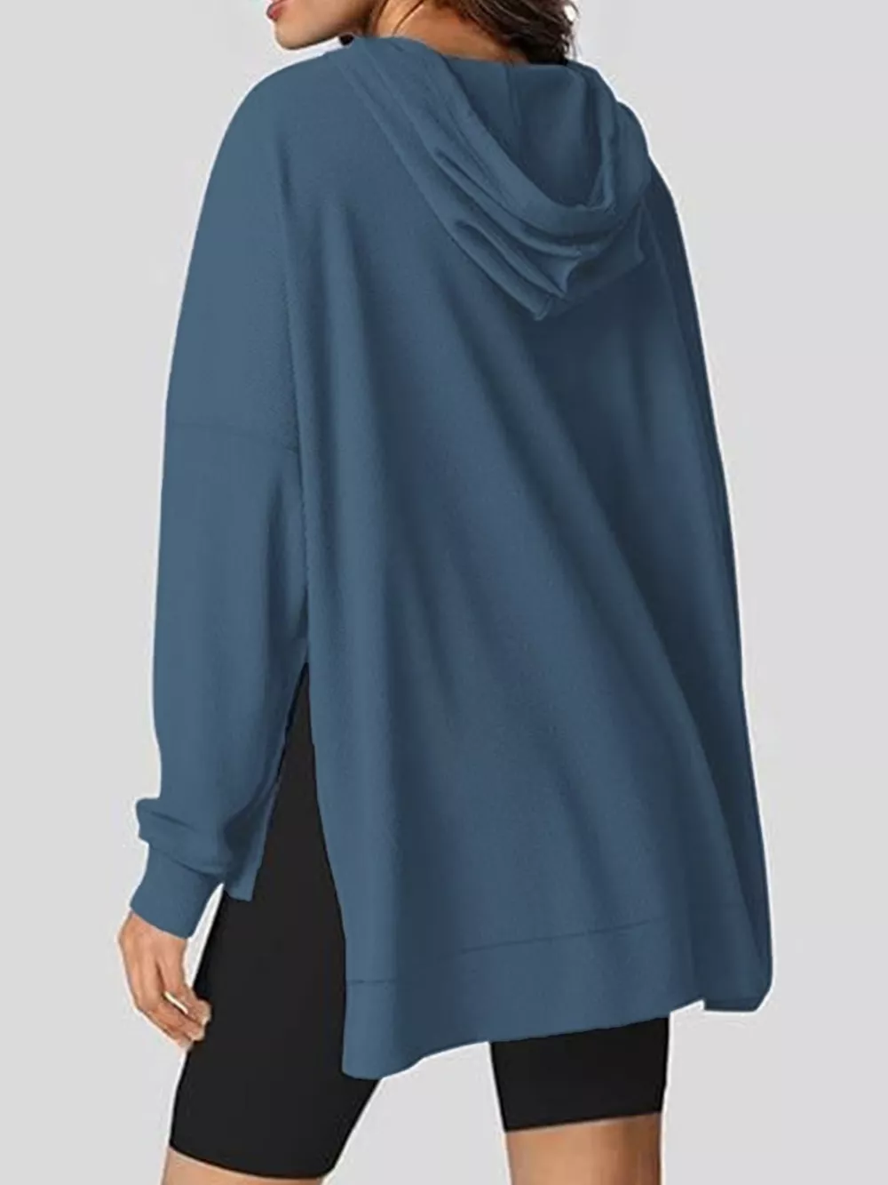 Oversized Drawstring Side Slit Hoodie, image 10