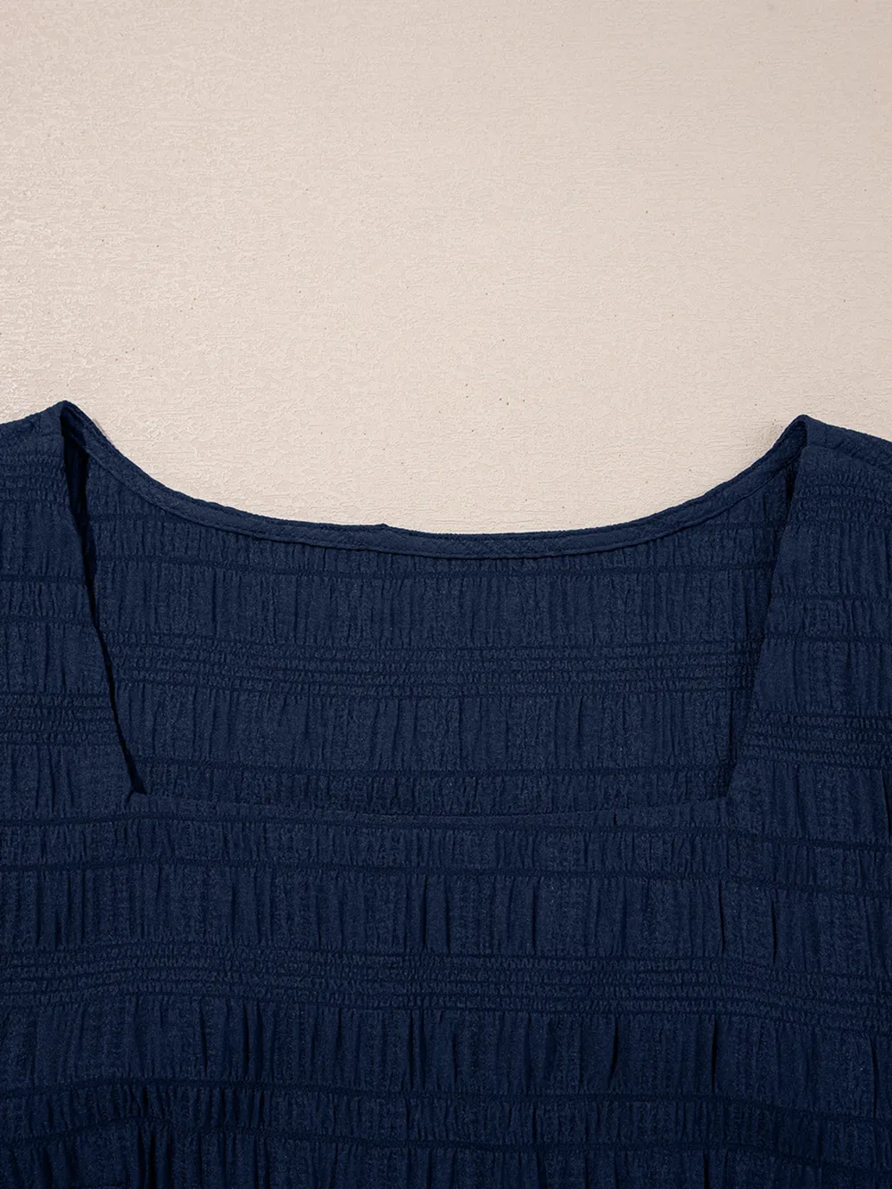 Textured Square Neck Top and Shirred High Waist Shorts Set, image 7