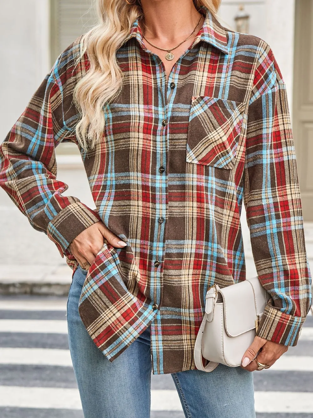 Plaid Button Up Long Sleeve Shirt, image 5