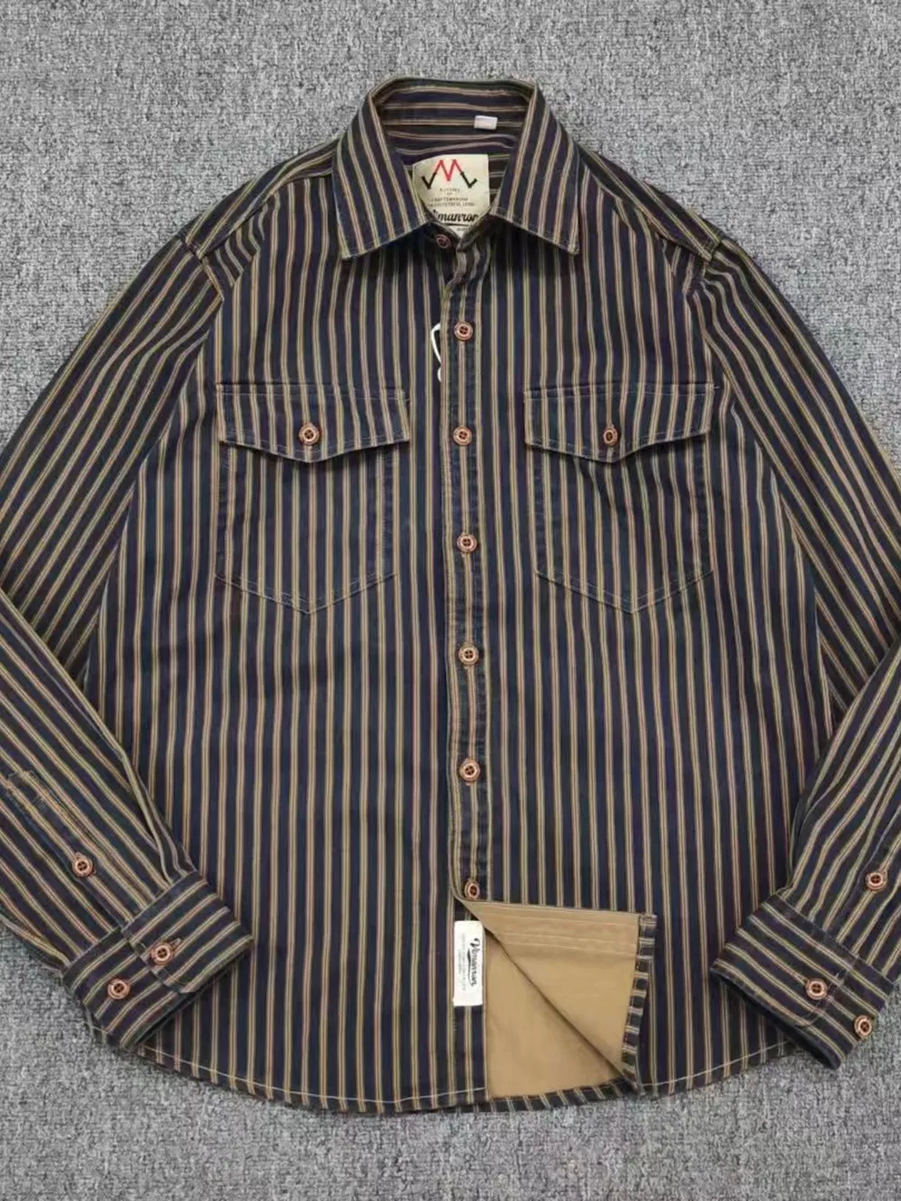 Men's Plus Size Striped Button Up Long Sleeve Shirt, image 4