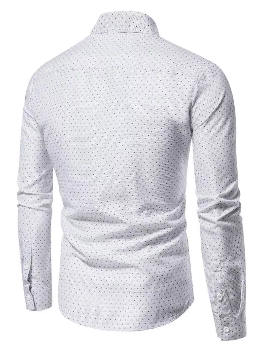 Men's Slim Fit Dotted Pattern Long Sleeve Shirt, image 15