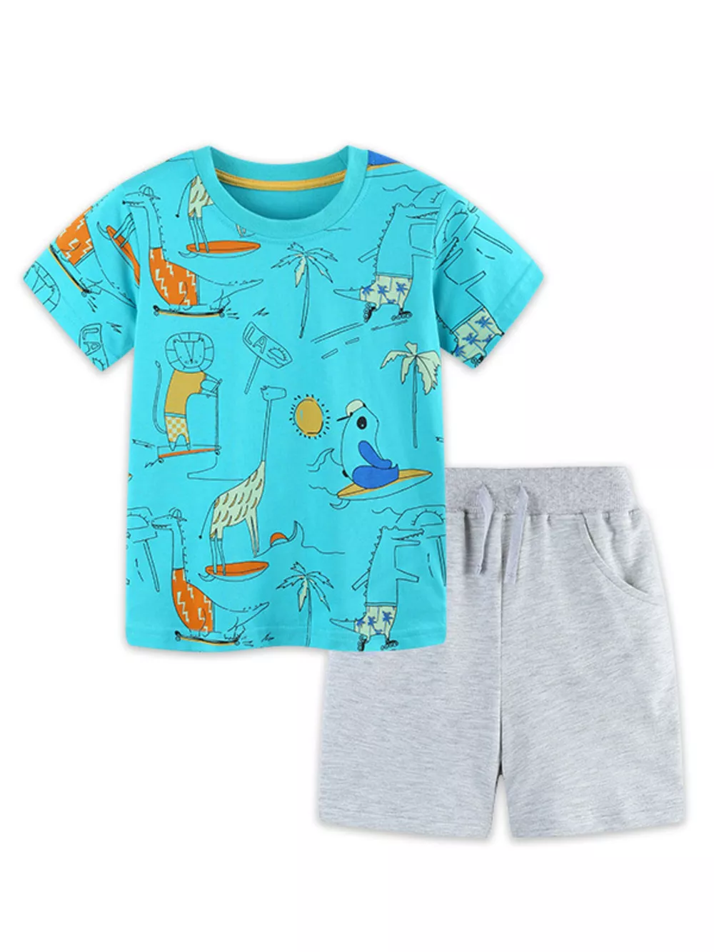 Children's Animal Print Tee and Shorts Set, image 2