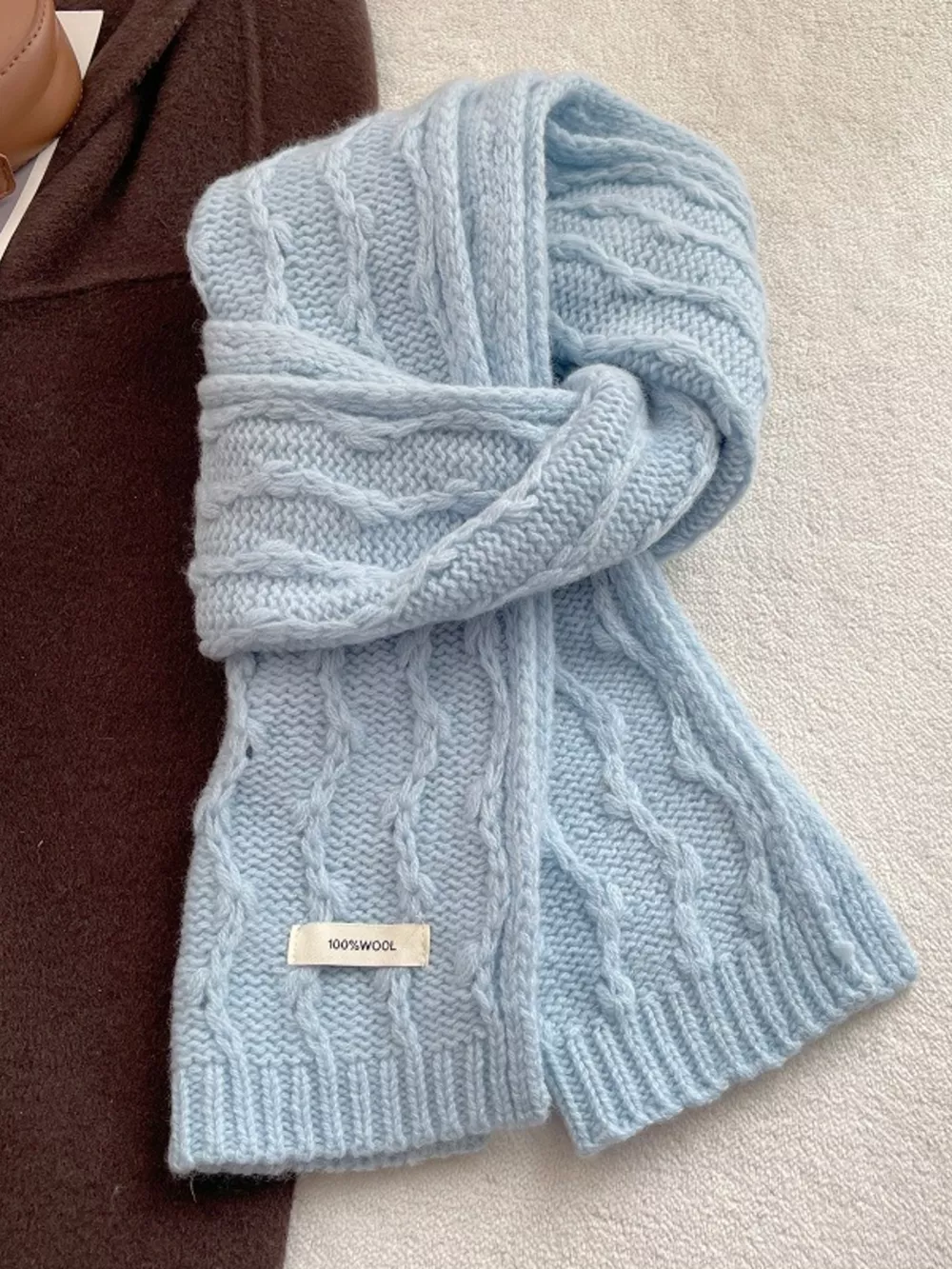 Wool Cozy Cable Knit Scarf, image 7