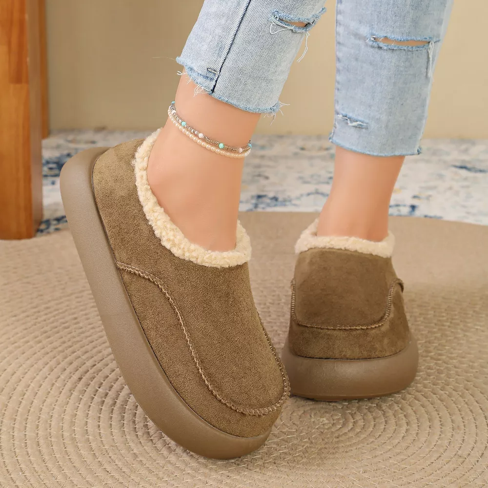 Plush-Lined Suede Platform Slip-On Boots, image 8