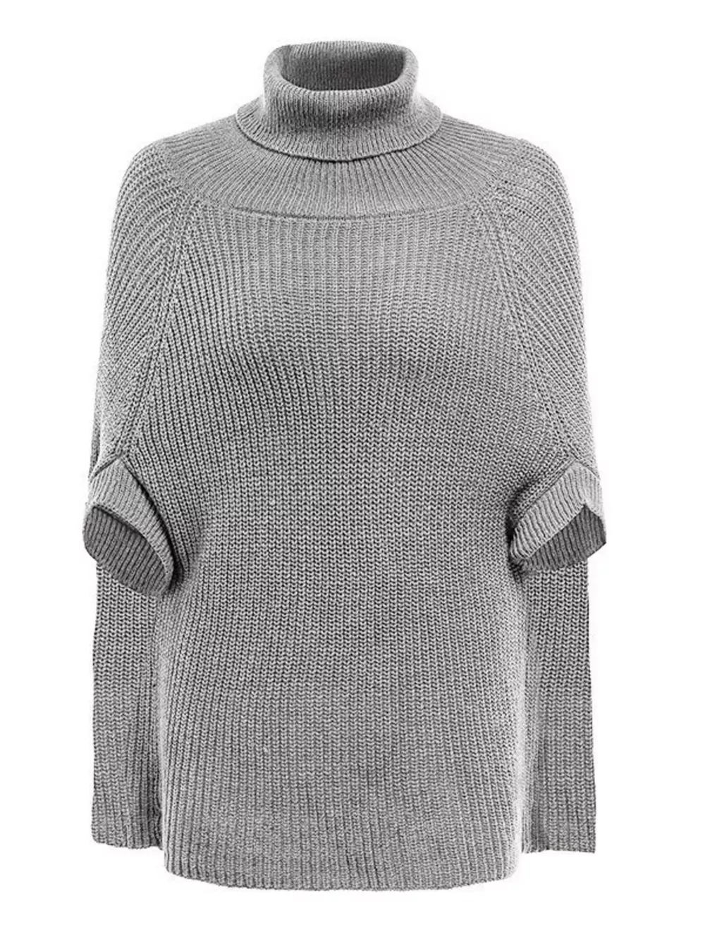 Turtleneck Knitted Cape Sweater, image 15