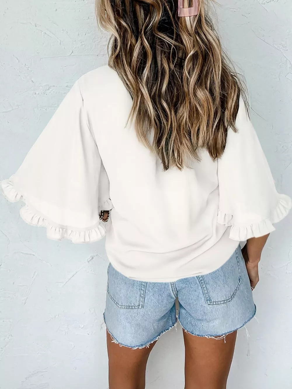 Ruffle Trim Half Sleeve Blouse, image 23