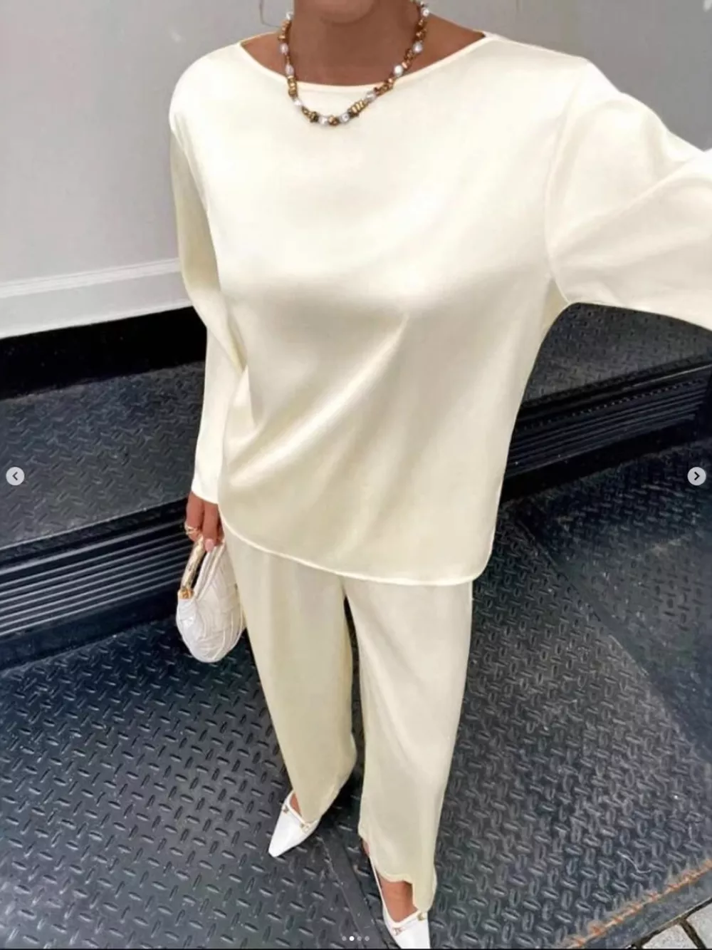 Round Neck Long Sleeve Top and Pants Set