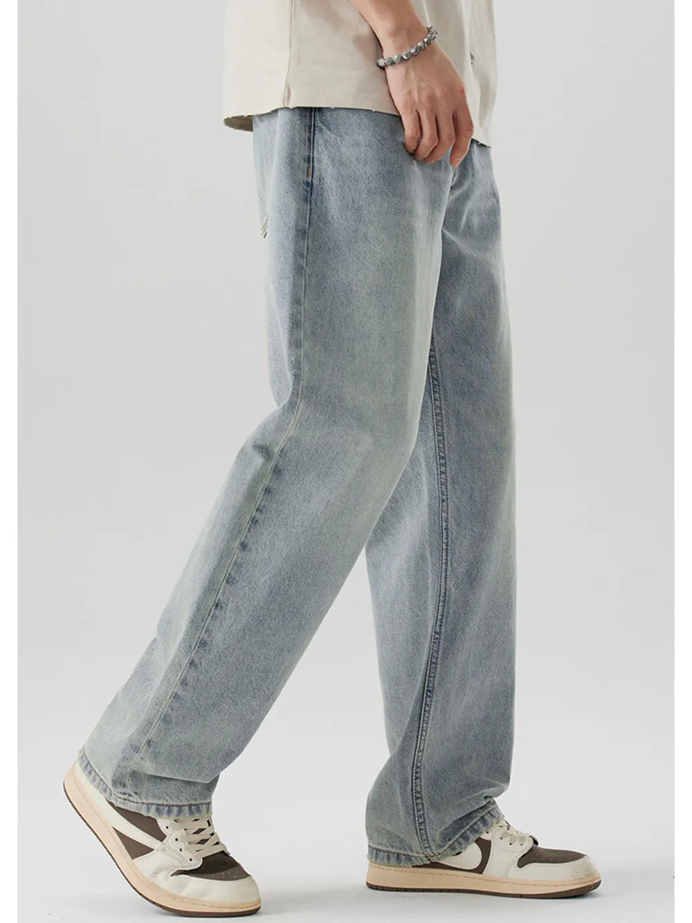 Men's Wash Wide Leg Jeans, image 9