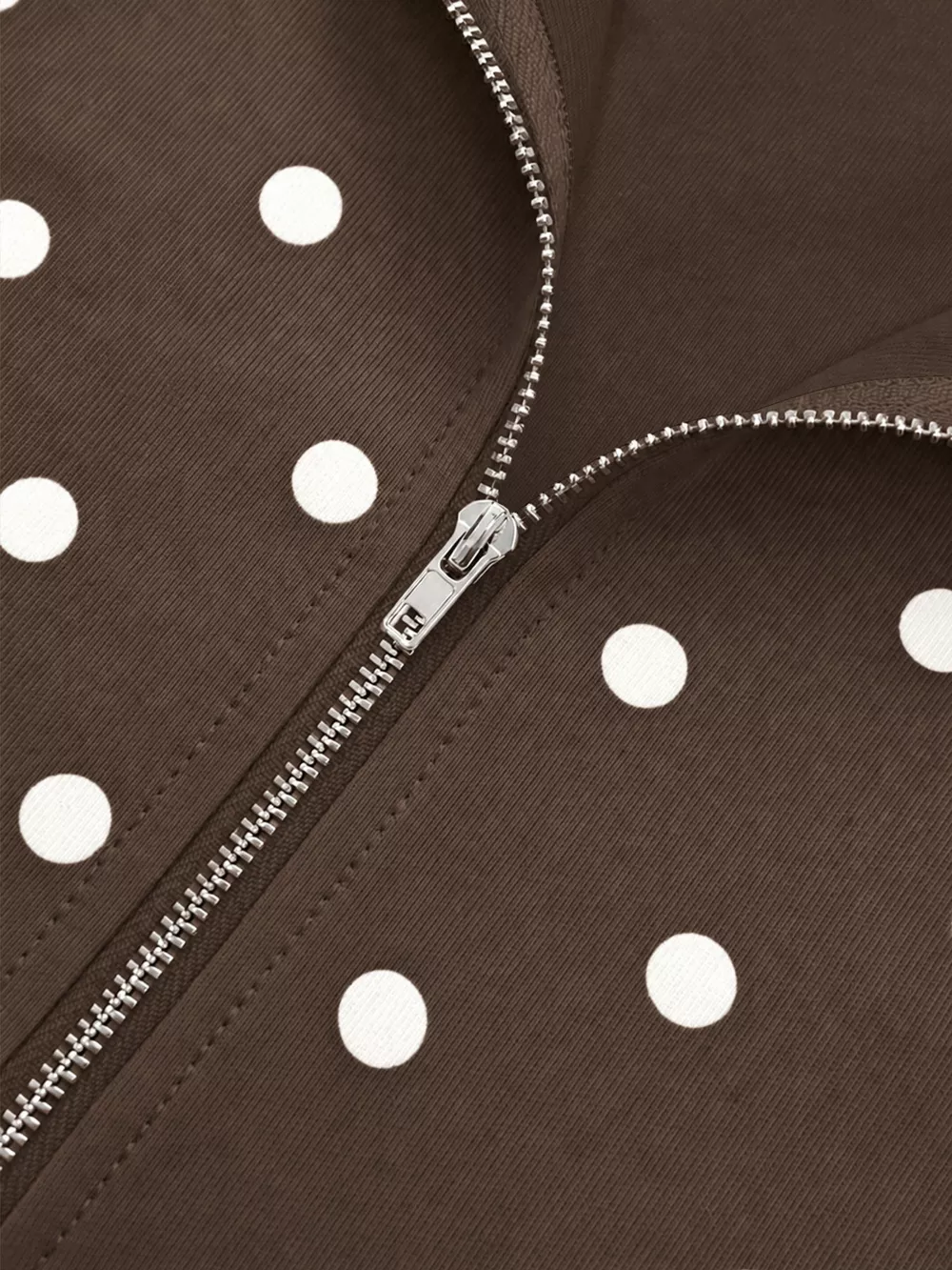 Polka Dot Half Zip Cropped Sweatshirt, image 3