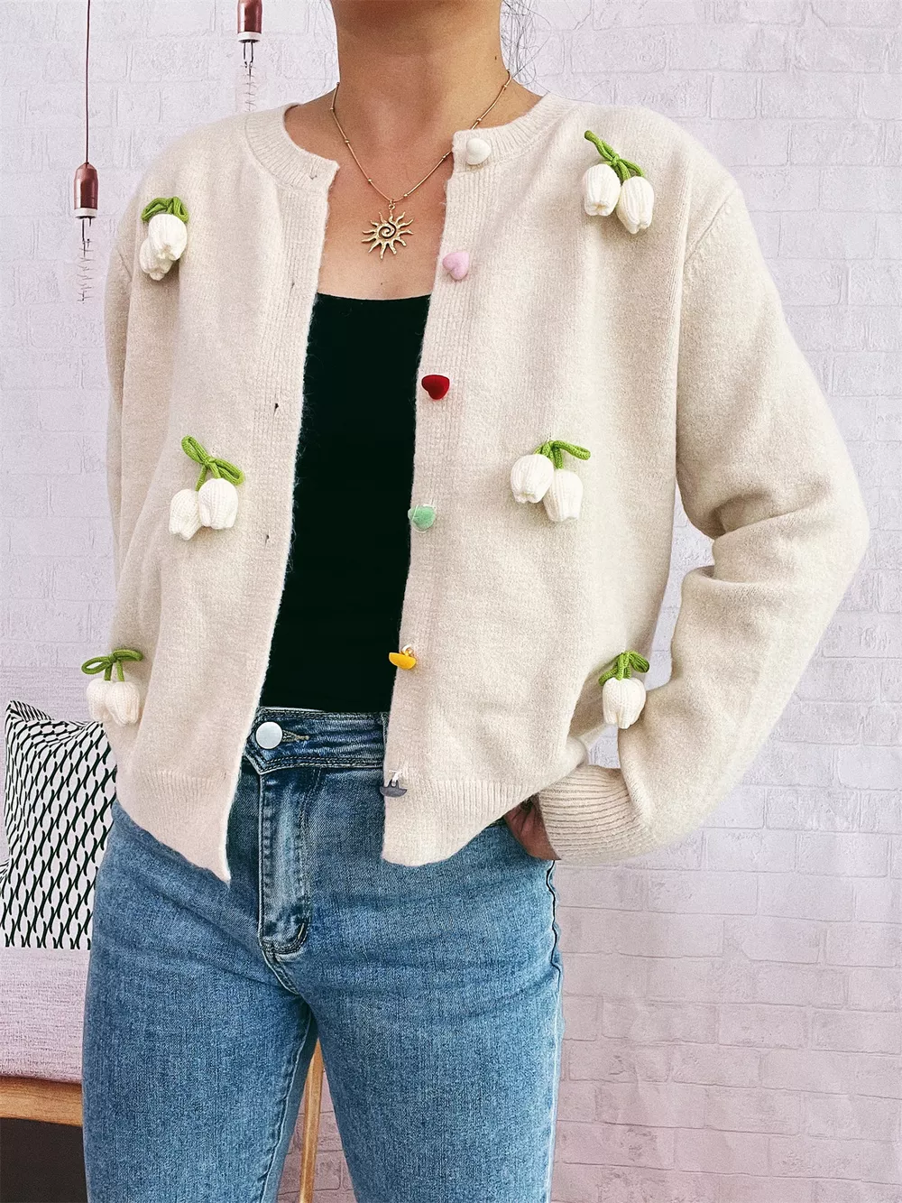 Flower Button Up Long Sleeve Cardigan, image 19