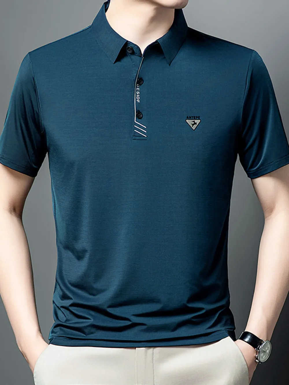 Men's Plus Size Collared Neck Short Sleeve Polo, image 11