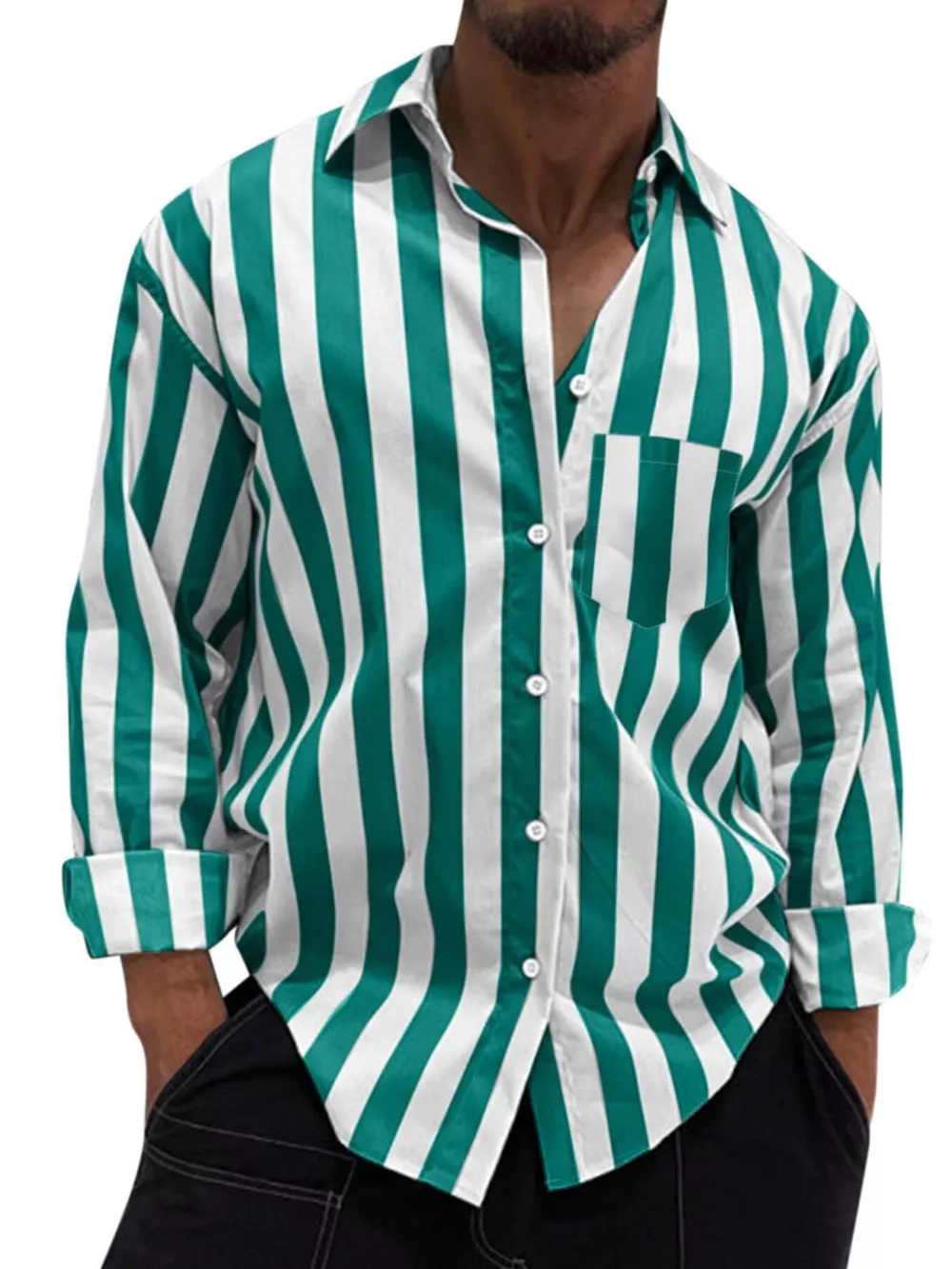 Men's Button Up Long Sleeve Shirt, image 4