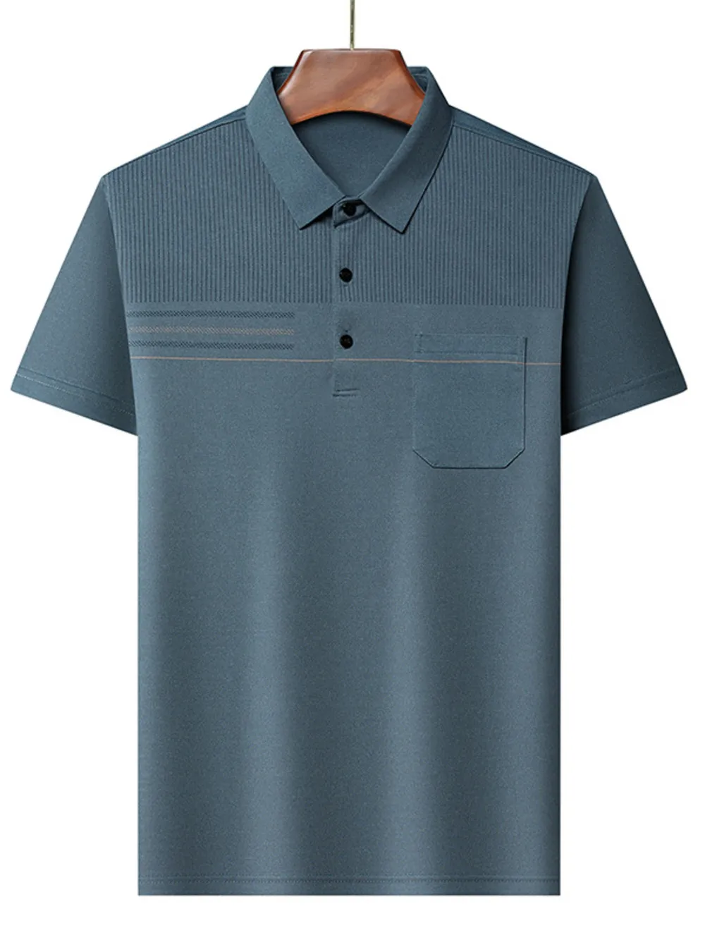 Men's Plus Size Classic Textured Stripe Casual Polo Shirt, image 3