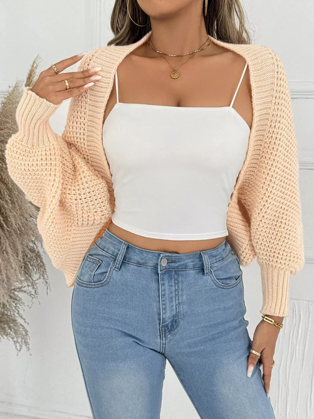 Open Front Batwing Sleeve Cardigan, image 2