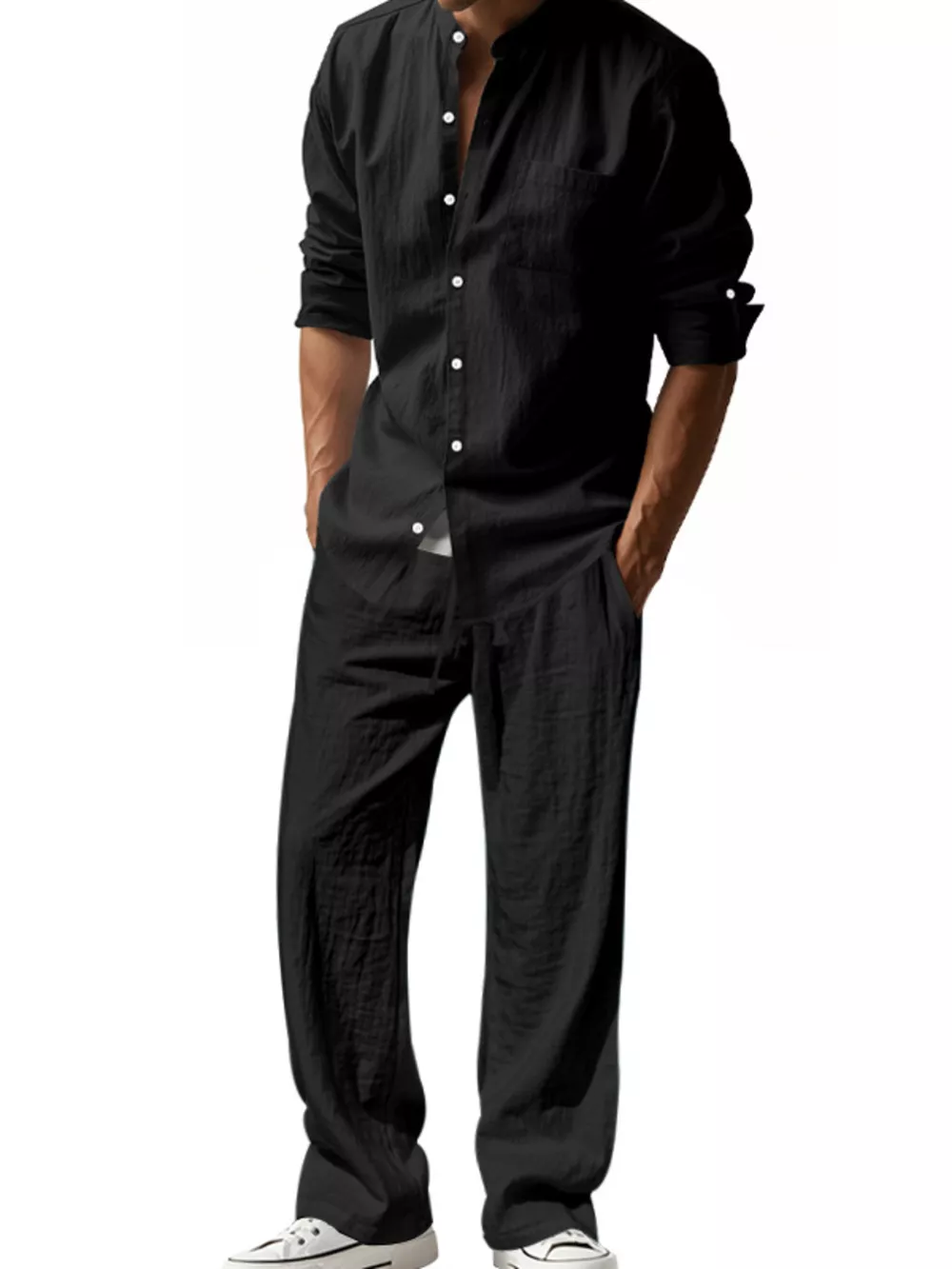 Men's Full Size Casual Button Up Shirt and Pants Plus Size, image 2