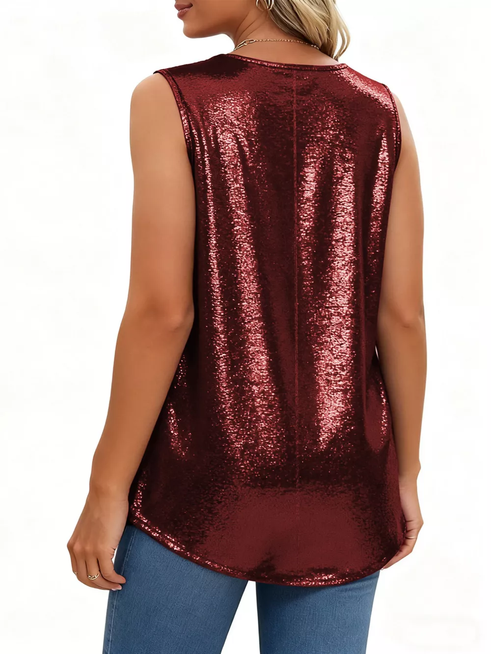 Full Size Pleated Square Neck Tank Plus Size, image 12