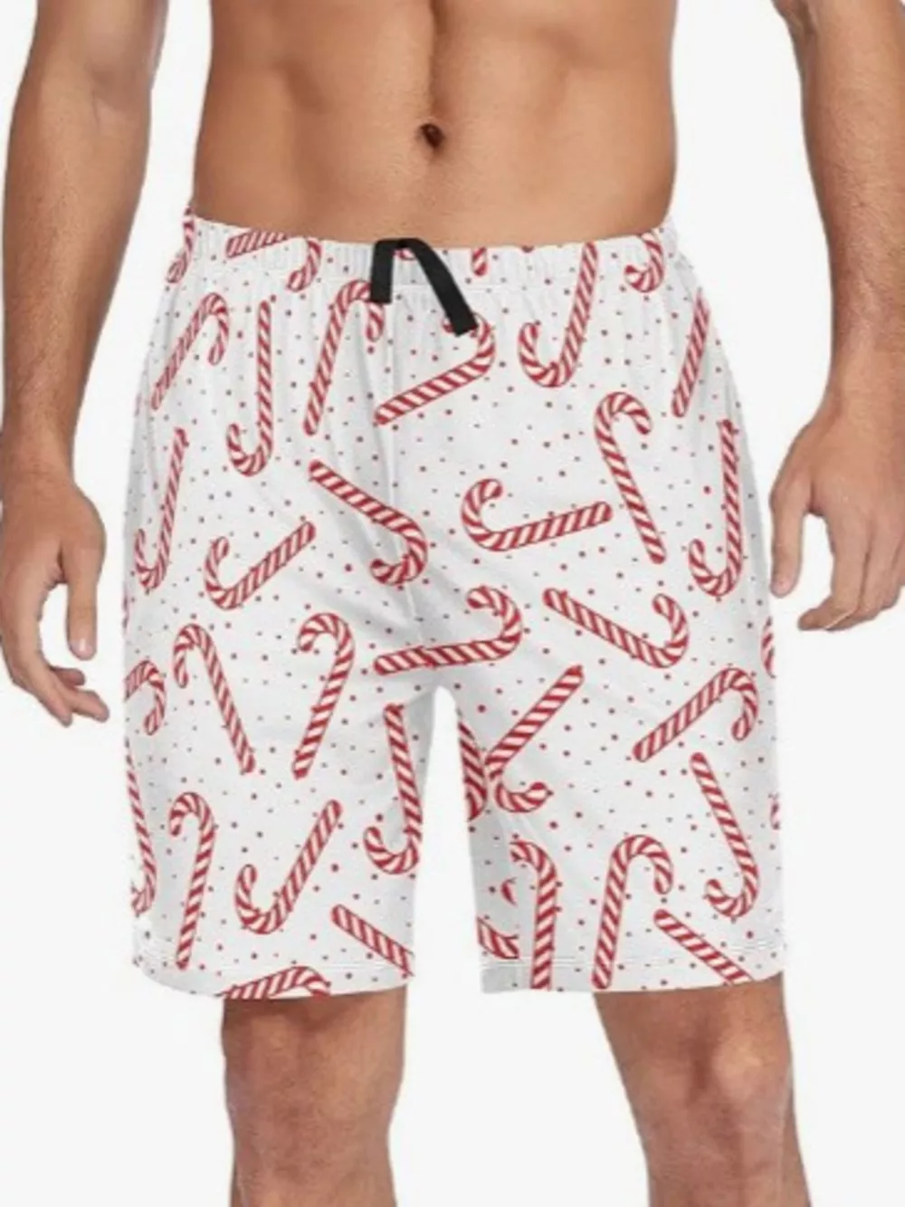 Men's Full Size Christmas Candy Cane Print Shorts Plus Size