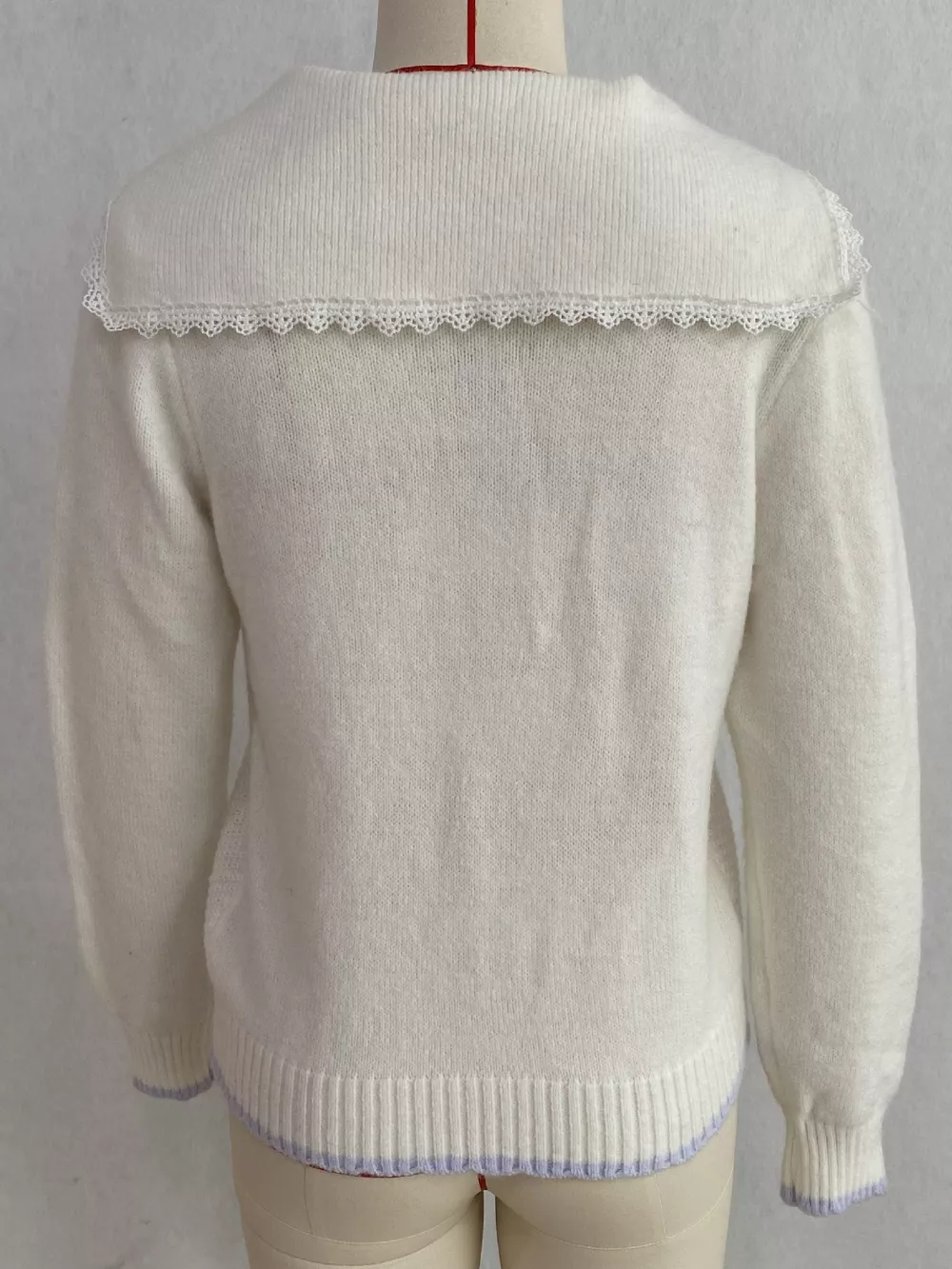 Cable-Knit Cardigan with Lace Trim, image 18