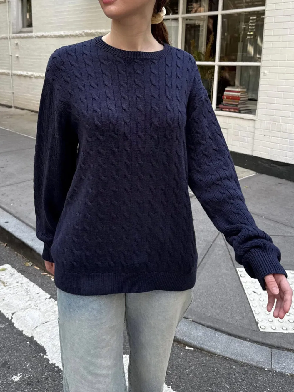 Cable-Knit Round Neck Pullover Sweater, image 7