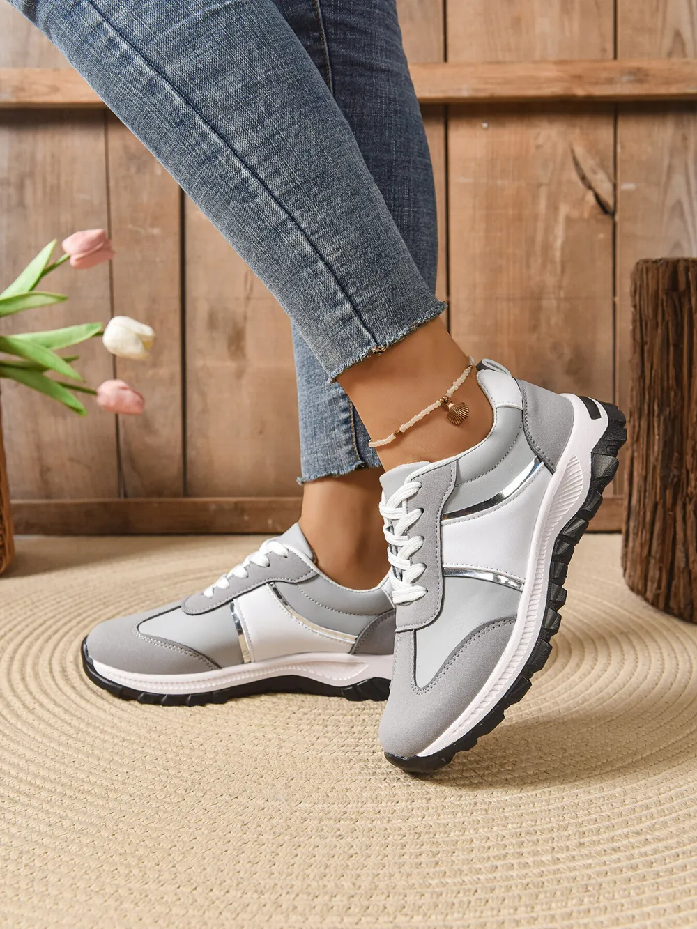 Contrast Lace Up Sneakers, image 10