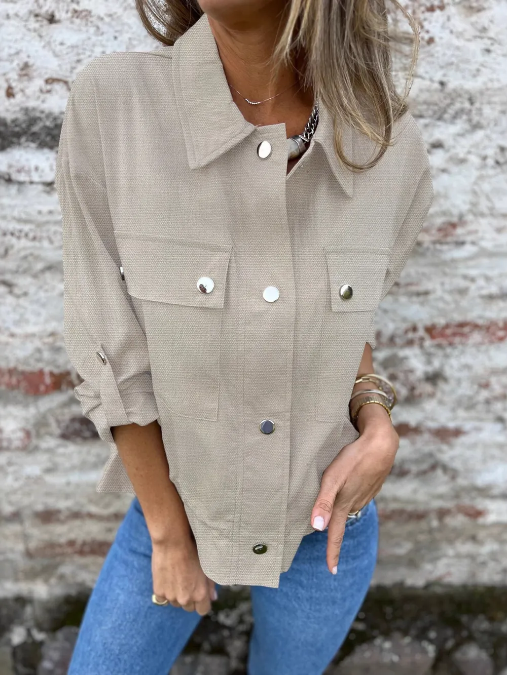 Snap-Down Utility Shacket with Chest Pockets, image 3