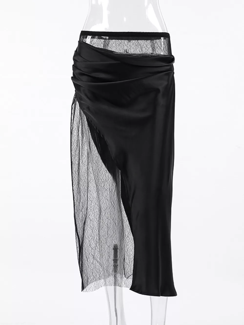 Lace Panel Midi Skirt, image 11