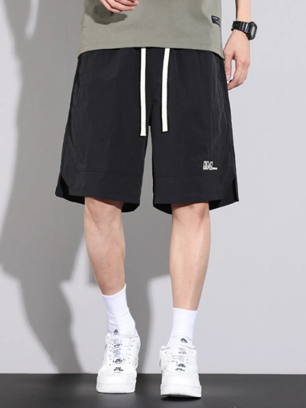 Men's Plus Size Drawstring Basketball Shorts with Side Pockets