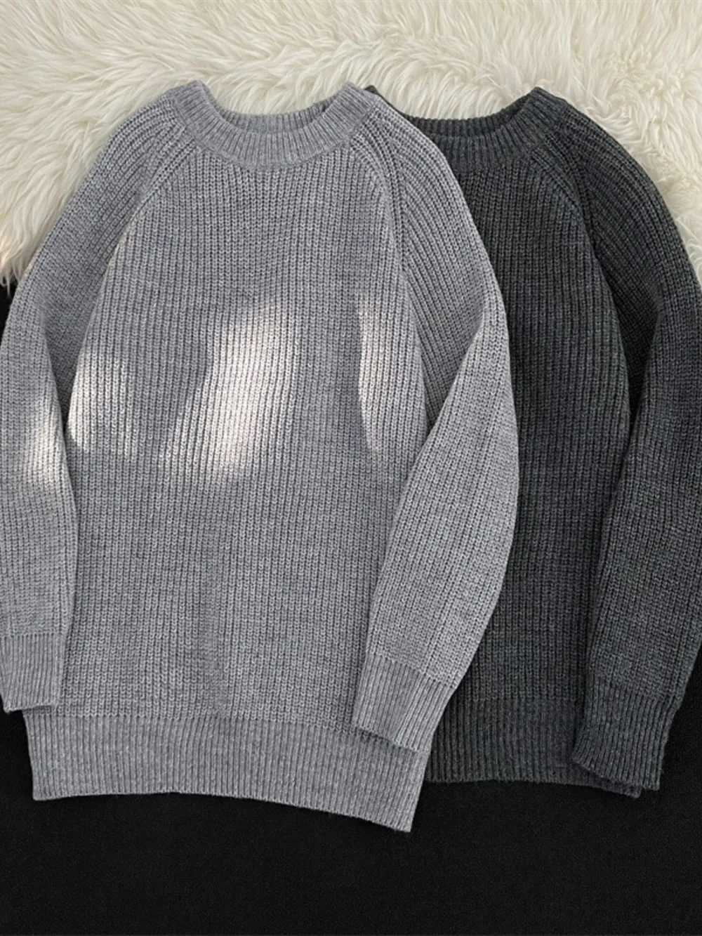Men's Plus Size Round Neck Long Sleeve Sweater, image 6