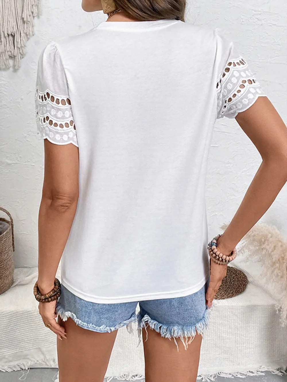 Hollow Out Short Sleeve Blouse, image 6