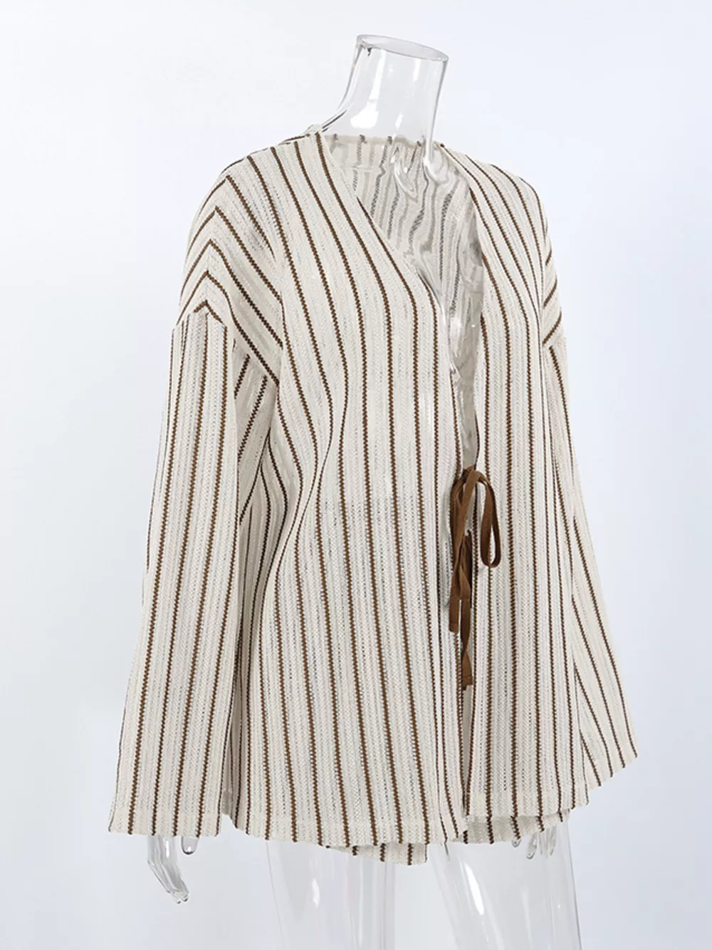 Striped Tie Front Top and Shorts Lounge Set, image 14