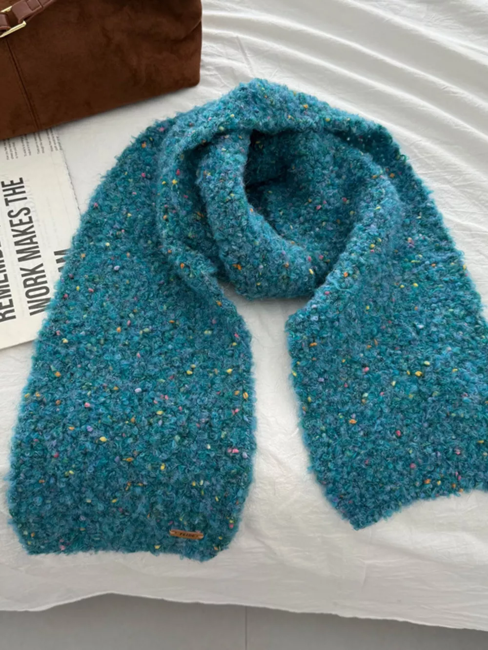 Cozy Knitted Multicolor Speckled Scarf, image 6