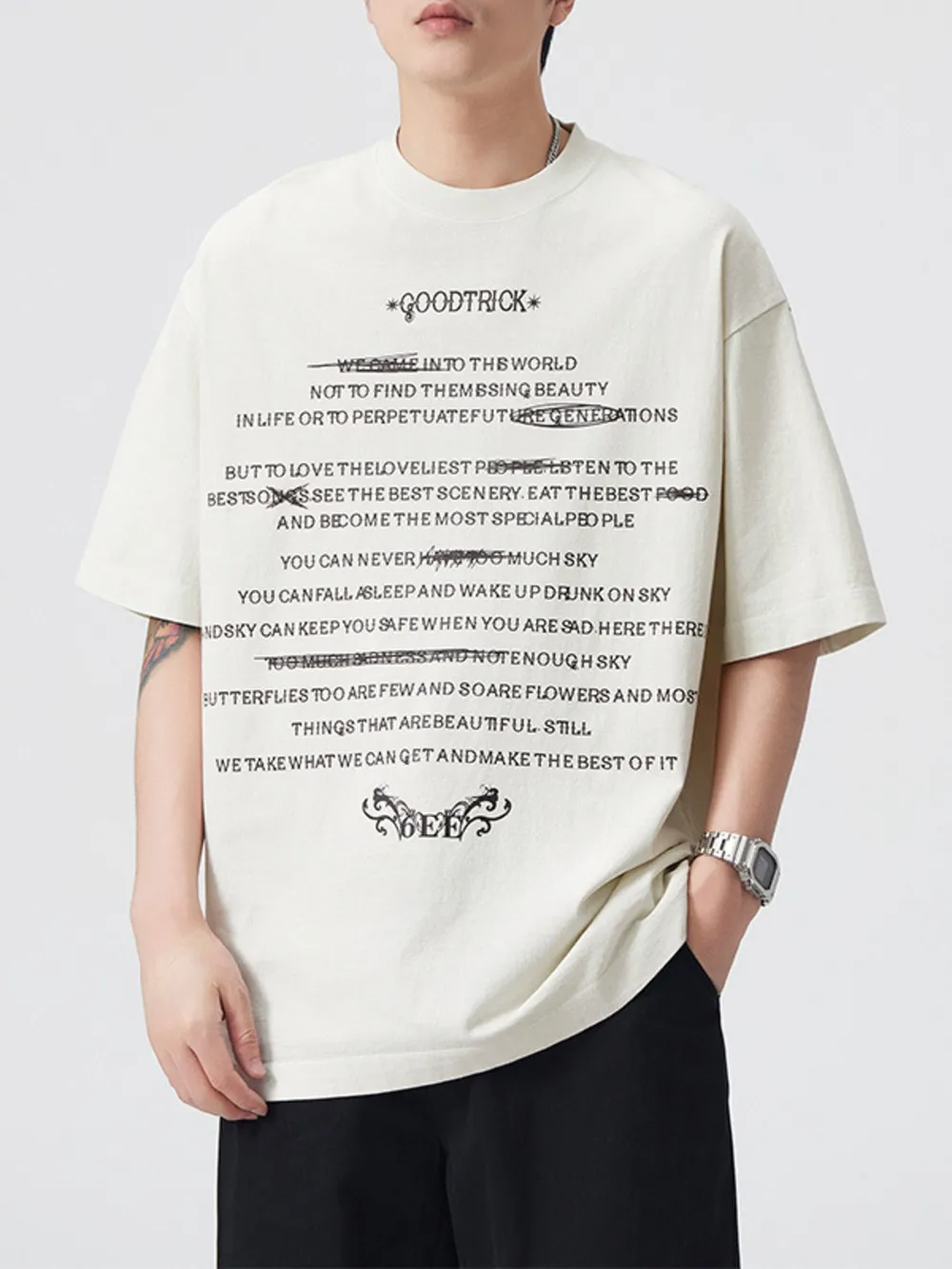 Men's Plus Size Letter Round Neck Short Sleeve T-Shirt