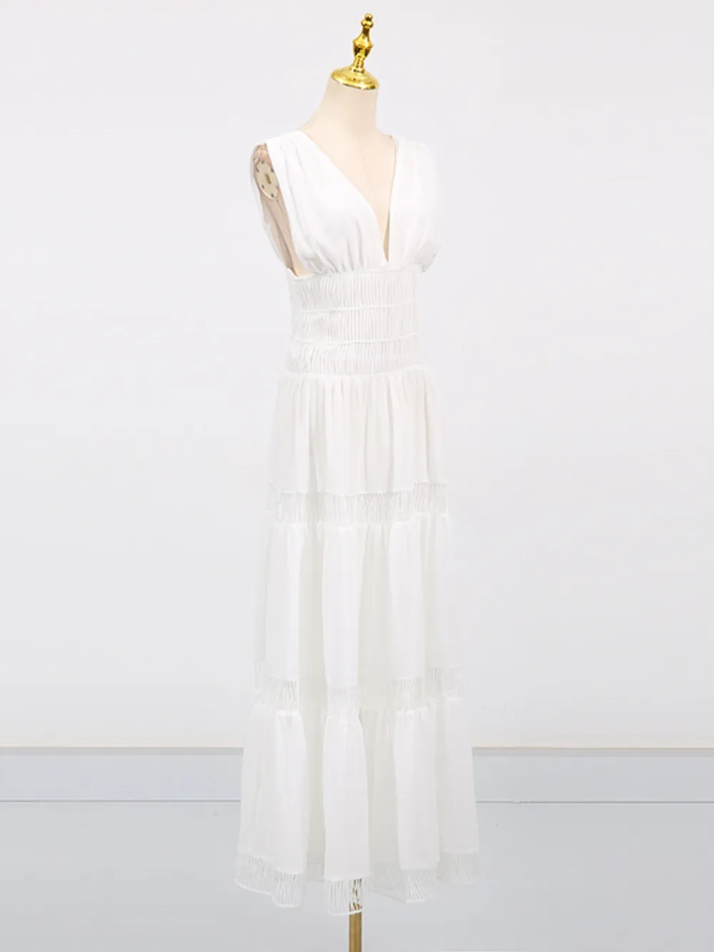 Tiered V-Neck Sleeveless Maxi Dress, image 7