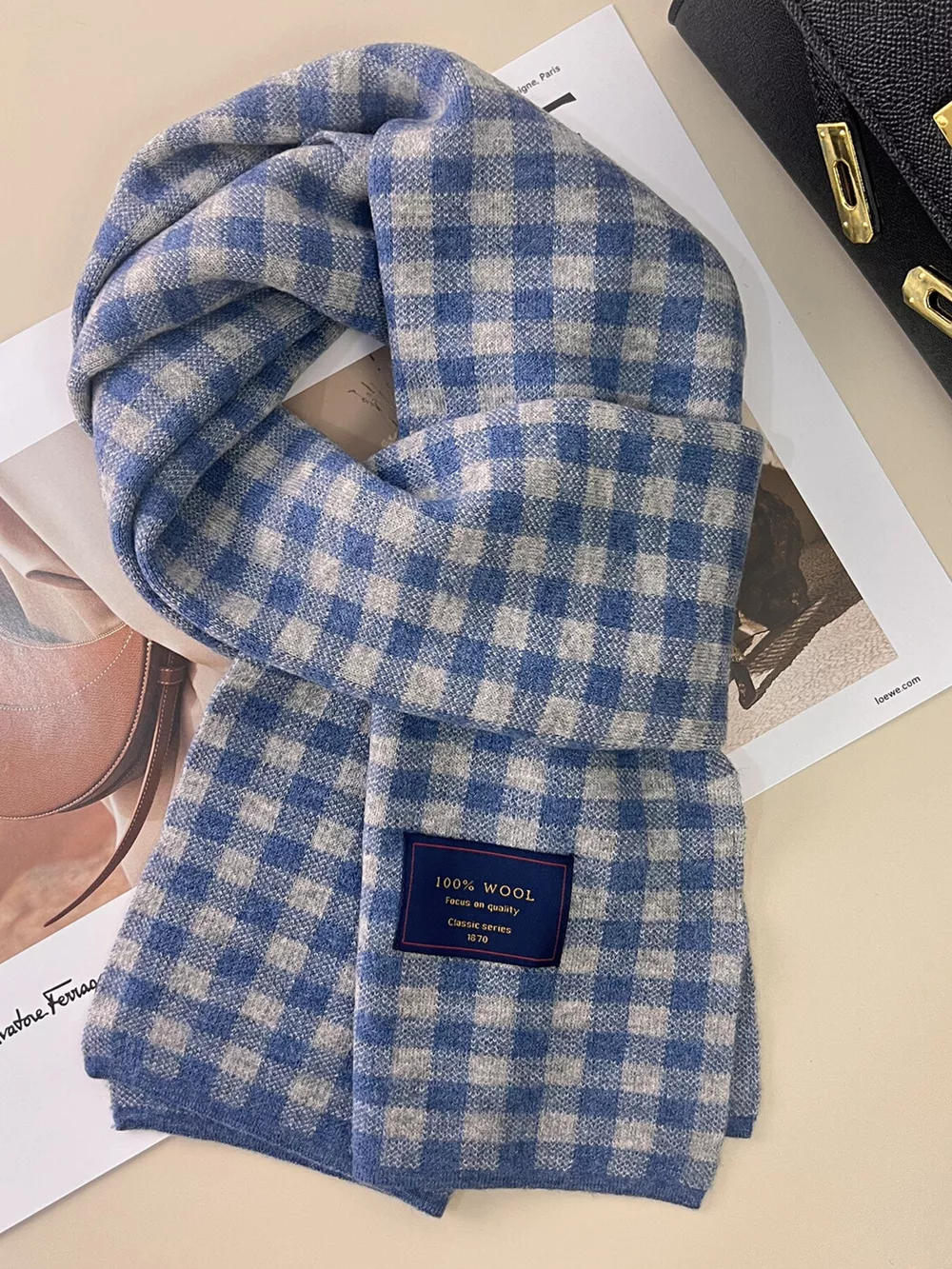 100% Wool Plaid Scarf, image 6