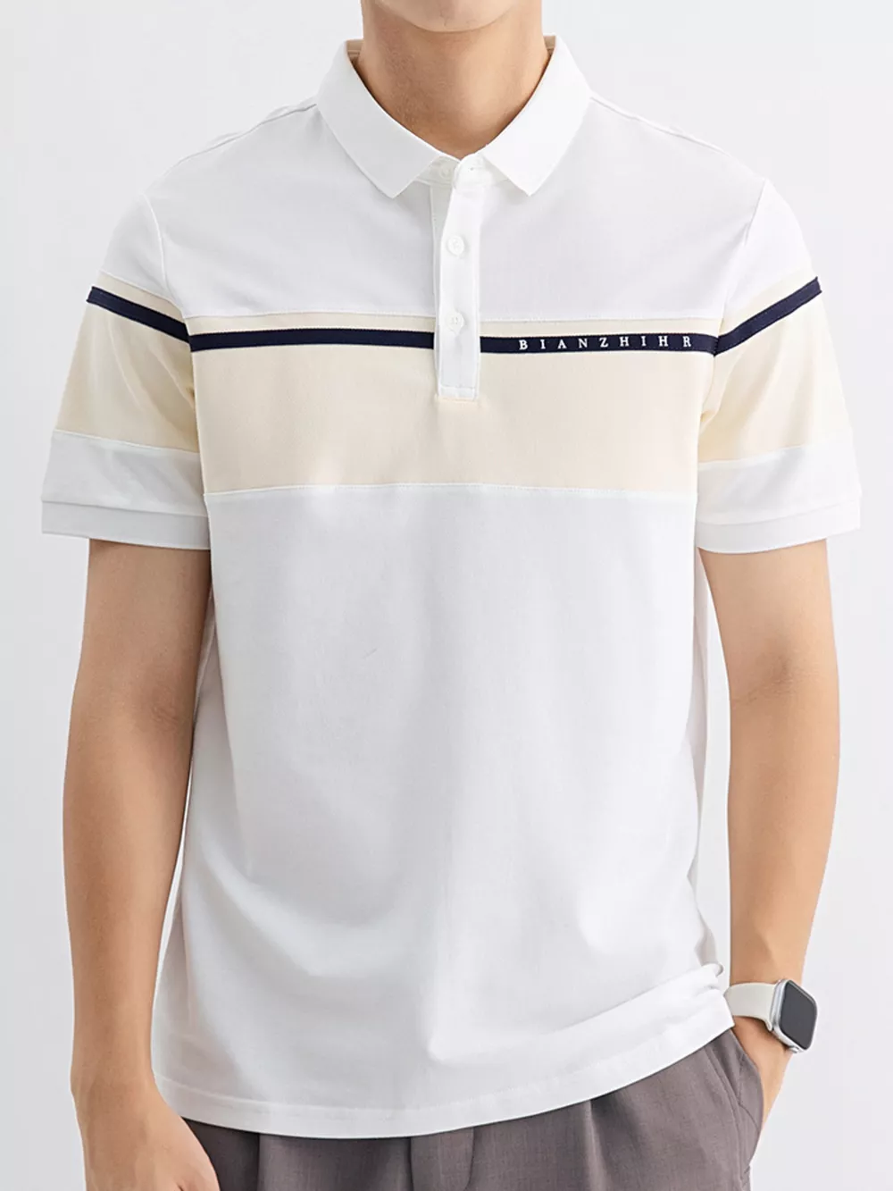 Men's Plus Size Color Block Polo Shirt, image 2