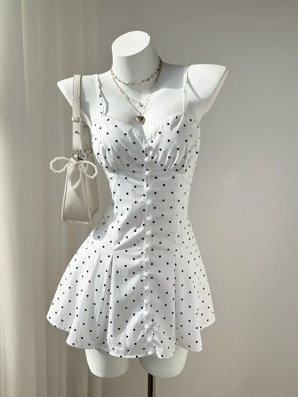 Polka Dot Spaghetti Strap Mini Dress, image 10