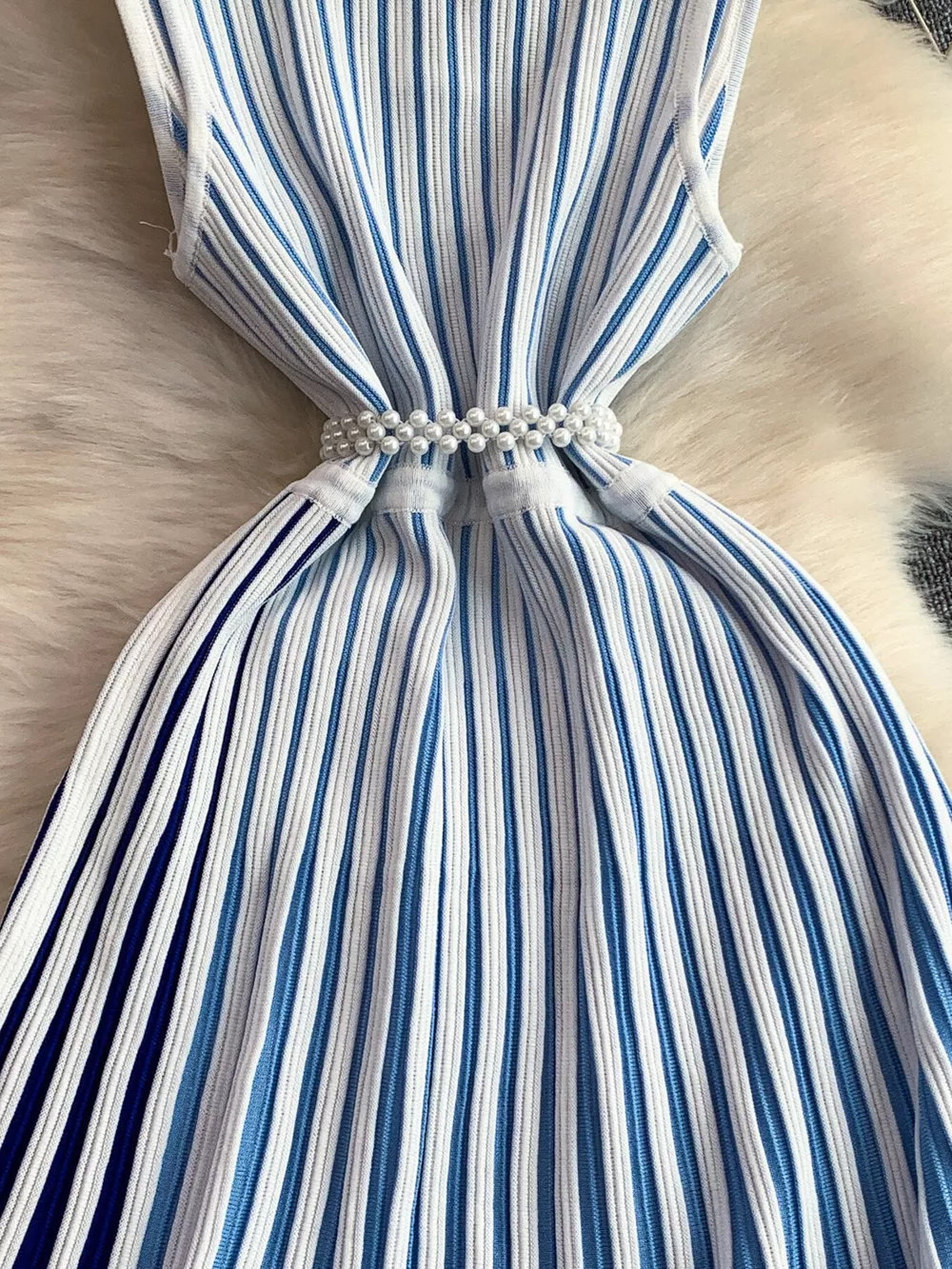 Striped Sleeveless Midi Dress, image 7