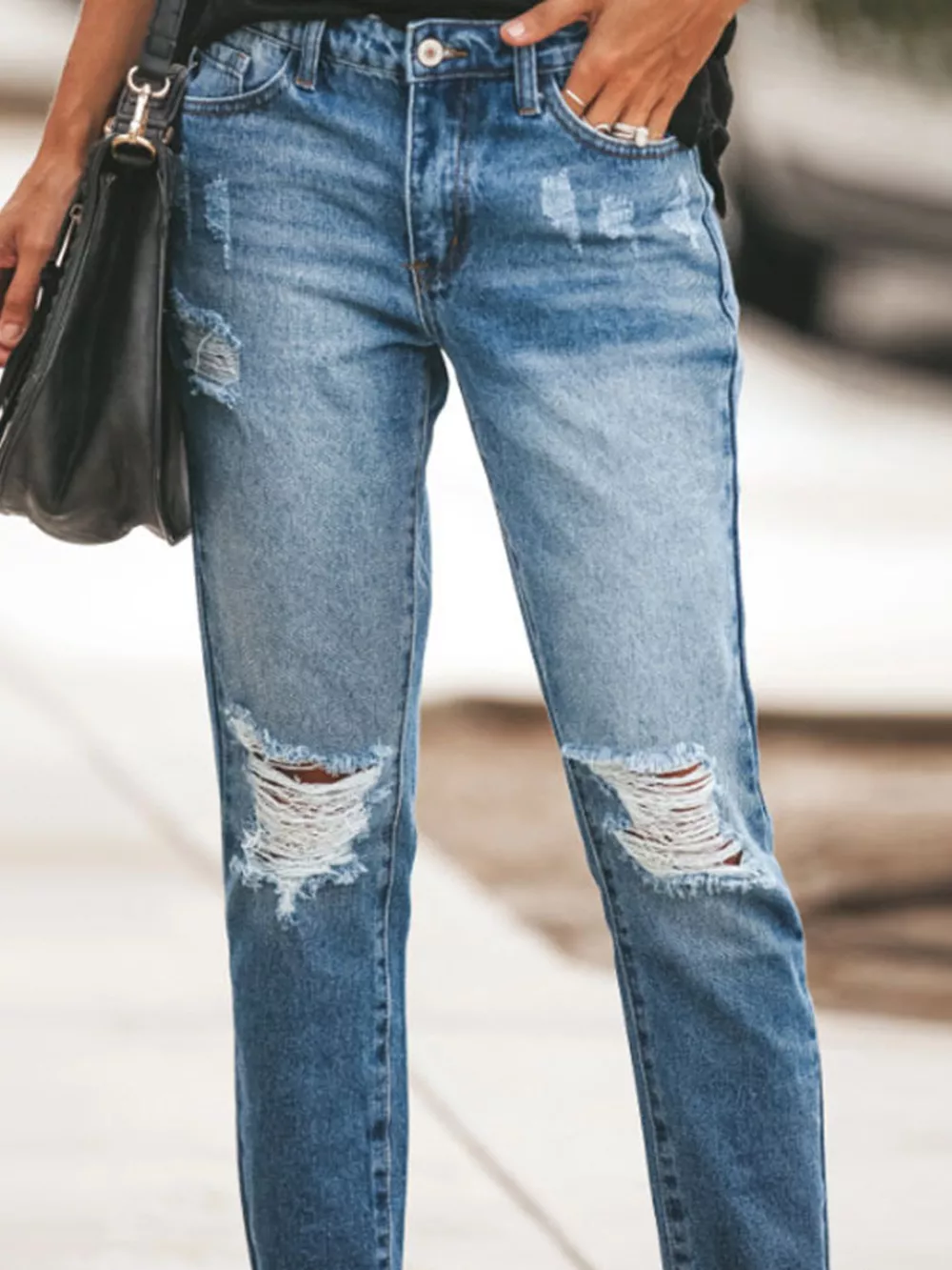 Distressed Wash Ankle Jeans, image 7