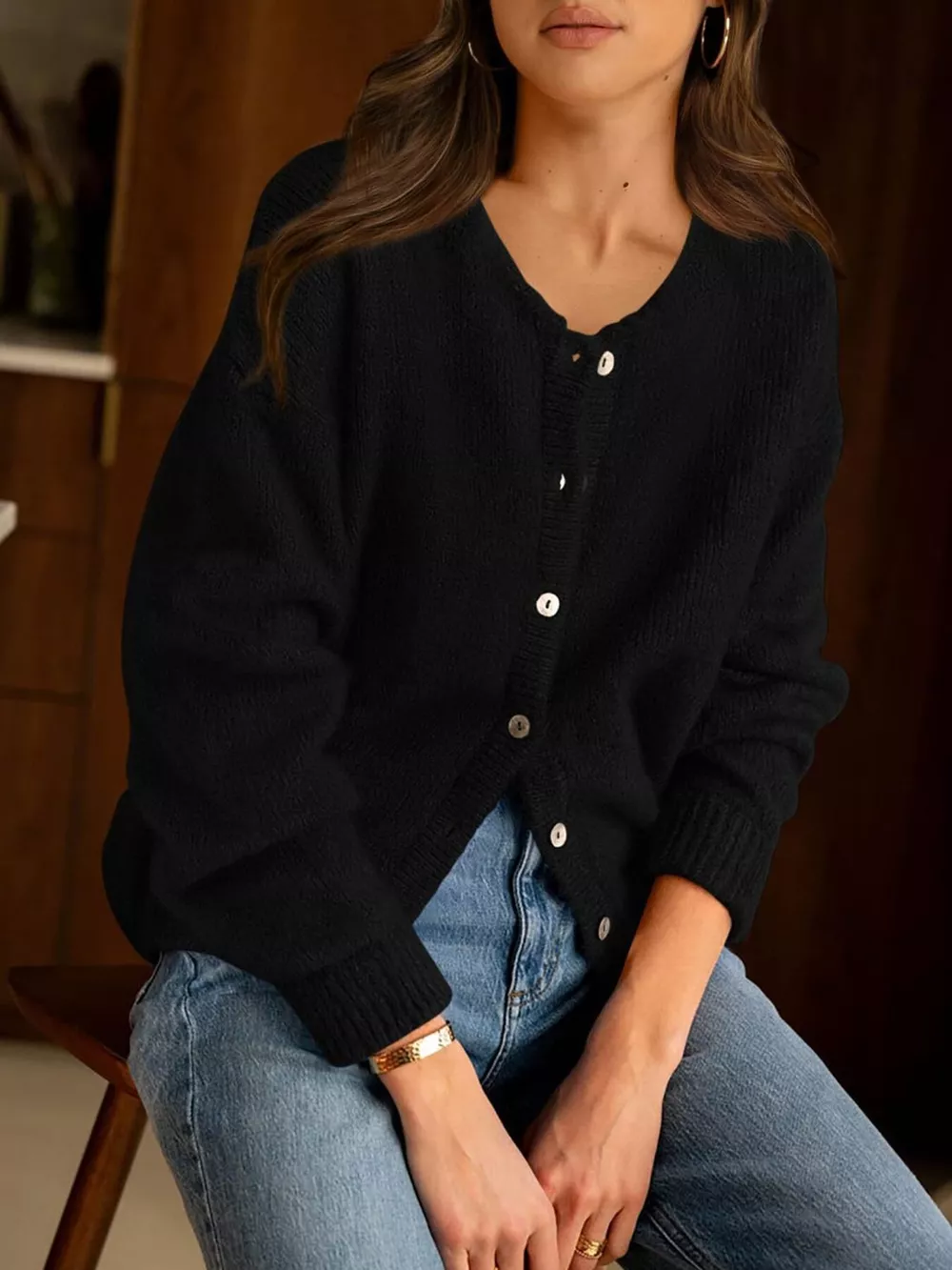 Button-Down Dropped Shoulder Cardigan, image 7