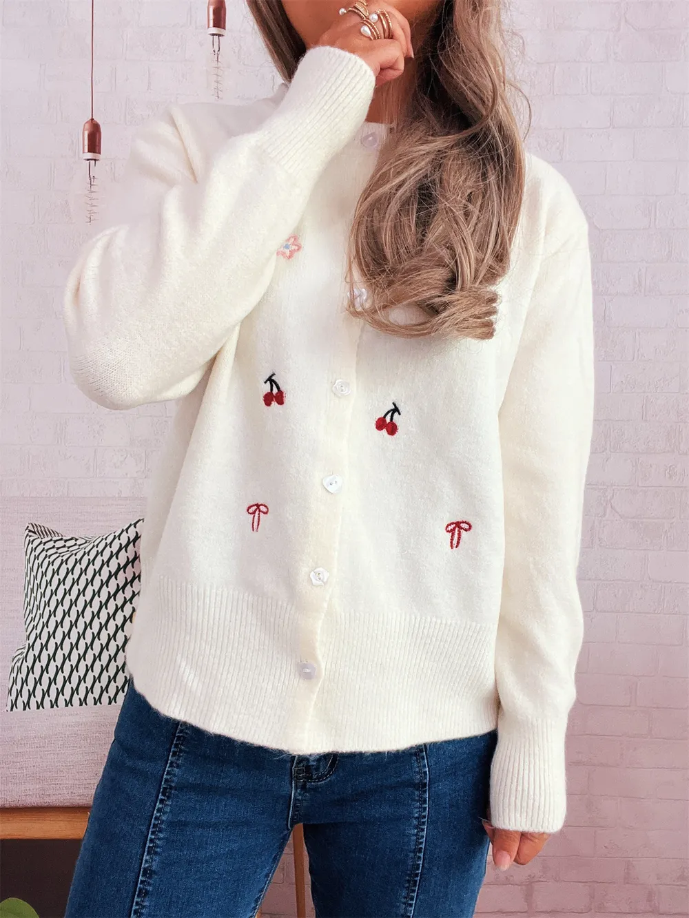 Ribbed Button-Front Knit Cardigan, image 18