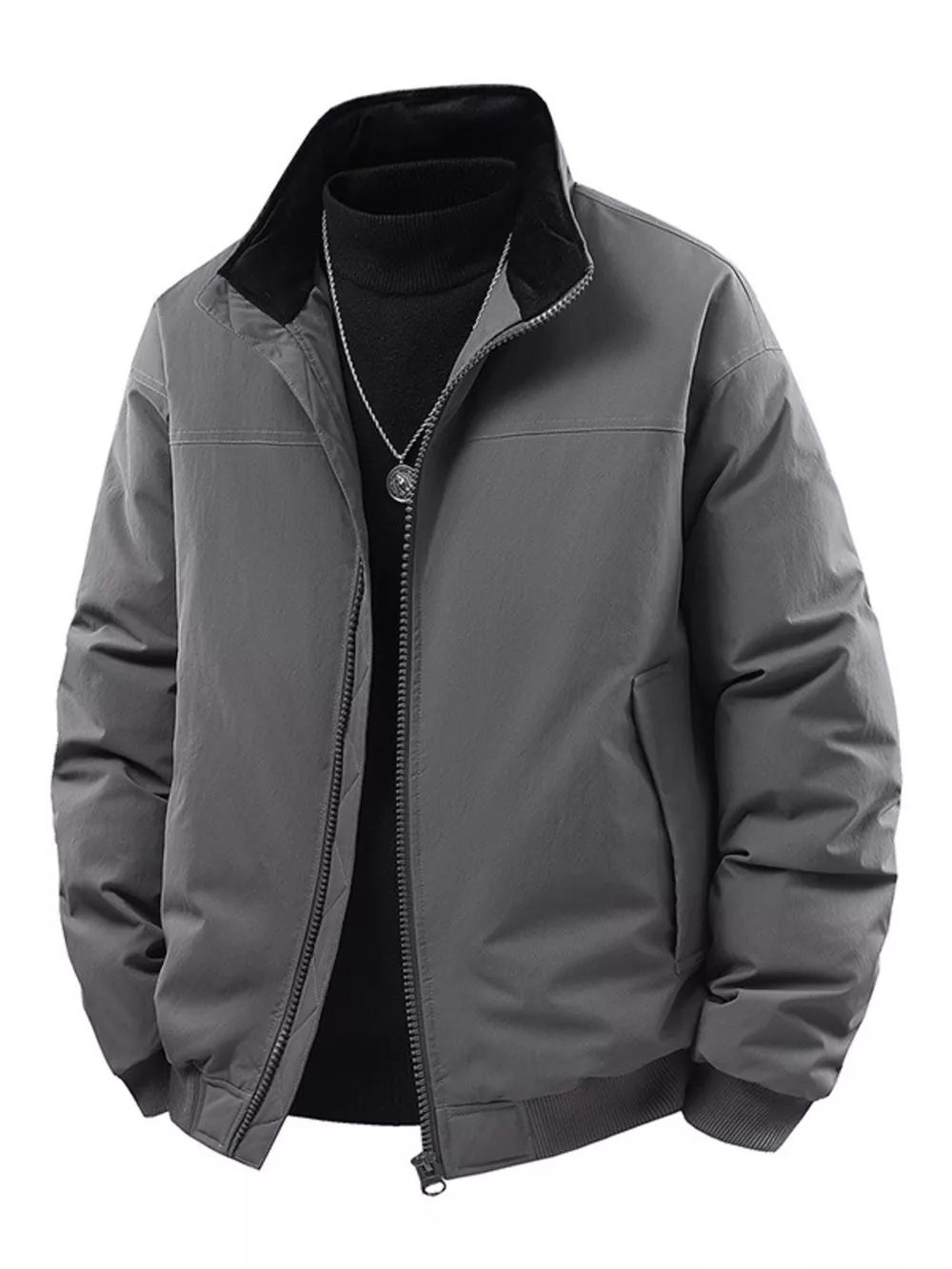 Men's Casual Stand Collar Lightweight Bomber Jacket, image 2
