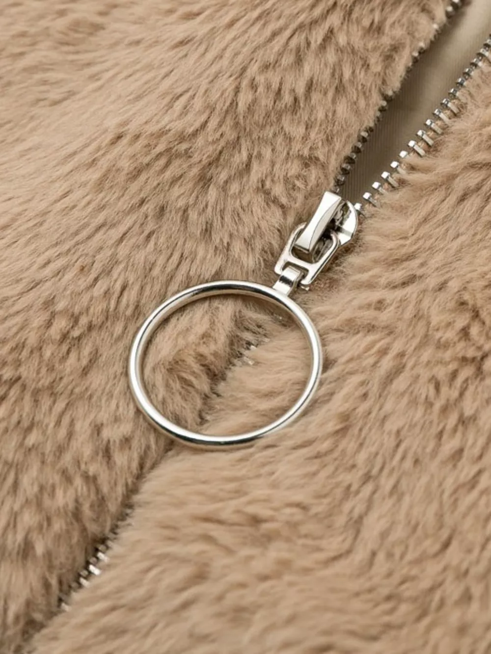 Full Size Faux Fur Cropped Zip-Up Jacket Plus Size, image 5