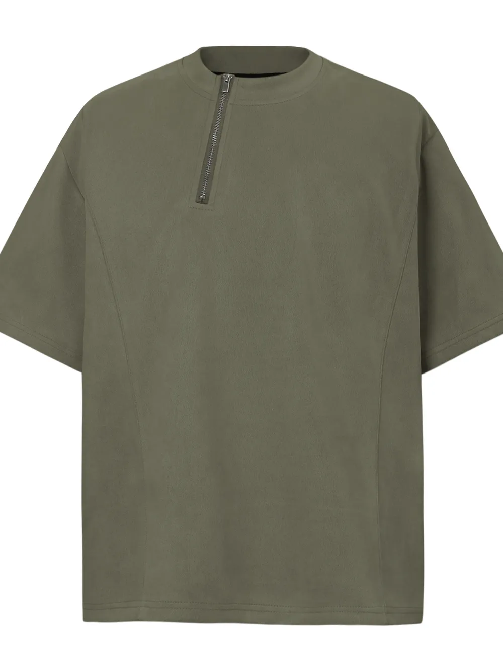 Men's Oversized Diagonal Zip Short Sleeve T-Shirt