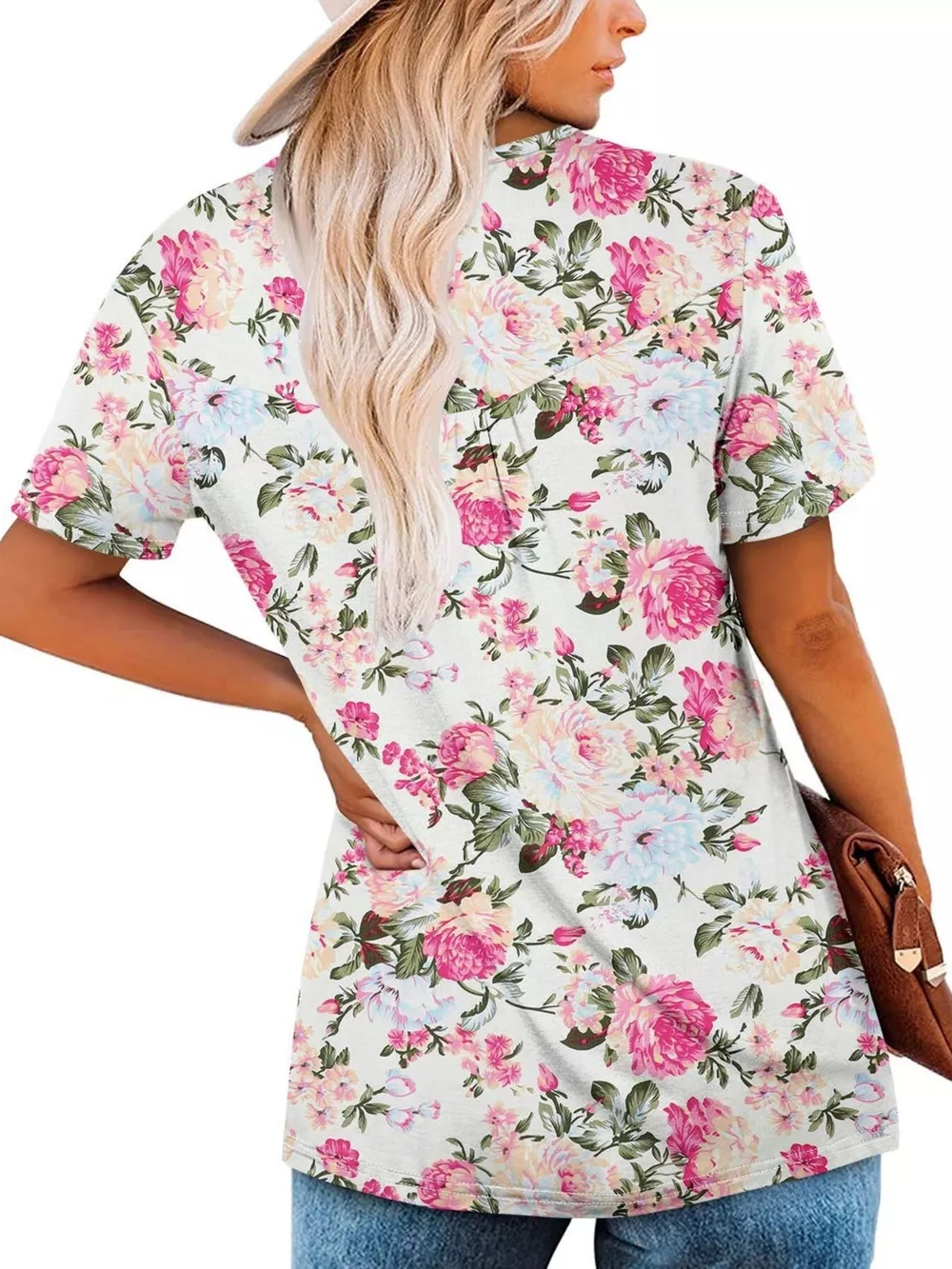 Plus Size Floral Print Short Sleeve T-Shirt, image 4